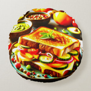 Coussins Ronds Un Fromage Grillé À La Bonne Santé