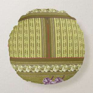 Coussins Ronds un motif de point de croix d'un vase avec fleurs