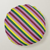 Coussins Ronds un motif rayé multicolore avec des points (Dos)