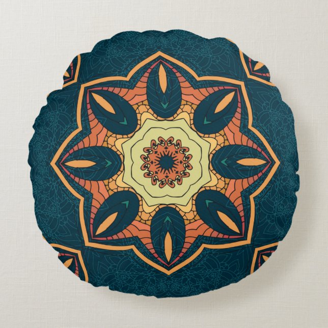 Coussins Ronds Un motif sans couture ethnique avec mandala. illus (Devant)