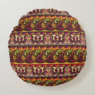 Coussins Ronds Un ornement ethnique sans couture rayé et coloré.