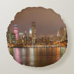 Coussins Ronds Un panorama de l'horizon de New York City