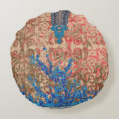 Coussins Ronds un tableau d'écharpe bleu et beige (Dos)