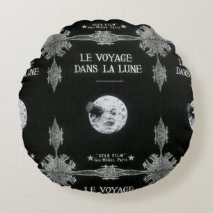 Coussins Ronds Un voyage au cinéma vintage Georges Melies de lun