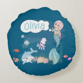 Coussins Ronds Under the Sea Sweet Mermaid Personalized (Dos)