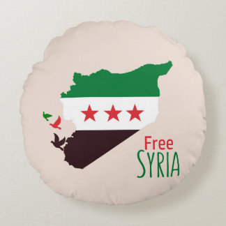 Coussins Ronds Une carte de la Syrie avec le drapeau de la révolu
