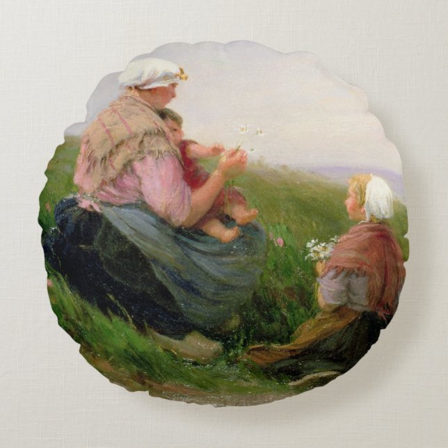 Coussins Ronds Une mère et ses petits enfants (Devant)