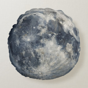 Coussins Ronds Une peinture de la lune dans un espace