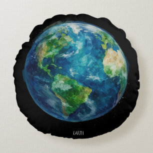Coussins Ronds Une peinture de la terre dans l'espace