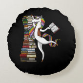 Coussins Ronds Unicorn Bibliothécaire Magazine Lecture Nerd (Devant)