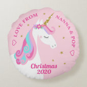 Coussins Ronds Unicorn Gold Parties scintillant Stars Rose Grandg (Dos)