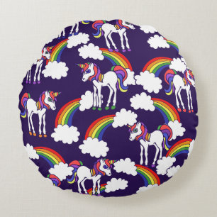 Coussins Ronds Unicorn Rainbows
