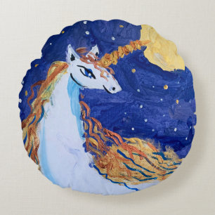 Coussins Ronds Unicorne "L'art des enfants"