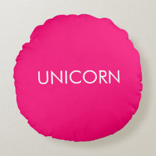 Coussins Ronds "Unicorne" minimaliste rose chaud fuchsia blanc