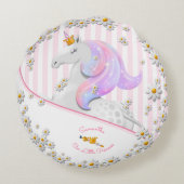 Coussins Ronds Unicorne rose rayée Princesse Nursery (Dos)