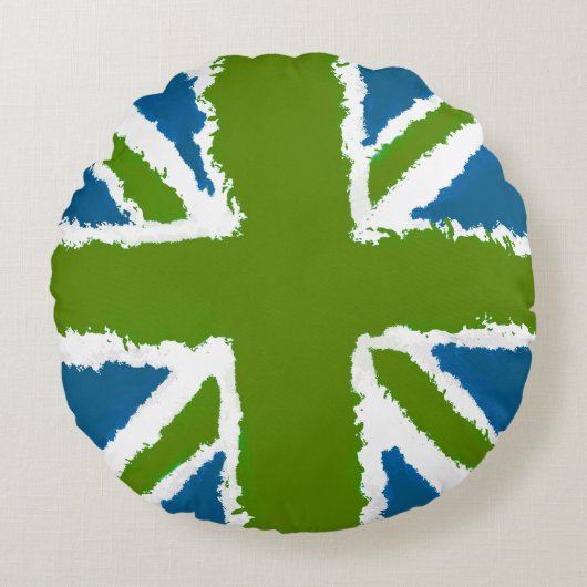 Coussins Ronds Union Jack Art Vert Tons Turquoises Jardin Décor m (Devant)