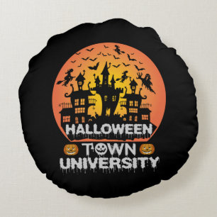 Coussins Ronds Université de la ville d'Halloween - Maison hantée