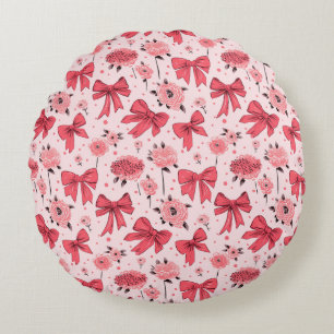 Coussins Ronds Vaches florales - Motif floral et ruban