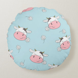 Coussins Ronds Vaches mignonnes sans couture motif. dossier enfan
