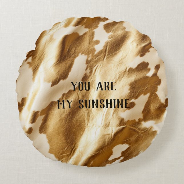 Coussins Ronds Vachette blanche à crème blanche Western Gold (Devant)