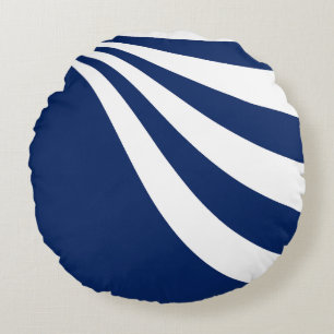Coussins Ronds Vague bleue et blanche