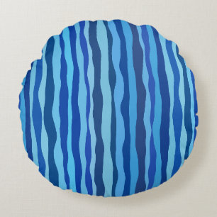 Coussins Ronds Vagues de bleu cyan marine cobalt bleu ciel 