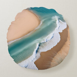 Coussins Ronds Vagues Océaniques Paisibles Roulant Sur Des Sables