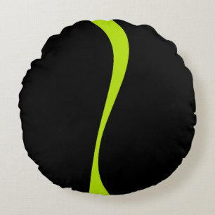 Coussins Ronds Vagues simples 2 en vert citron et noir