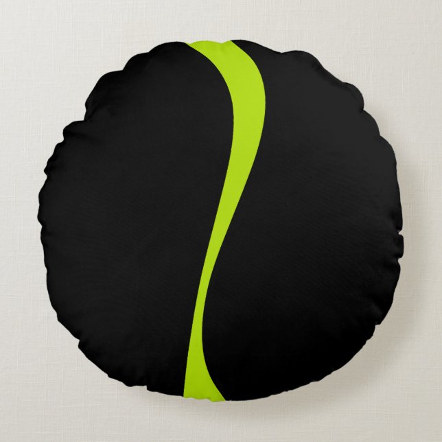 Coussins Ronds Vagues simples 2 en vert citron et noir (Devant)