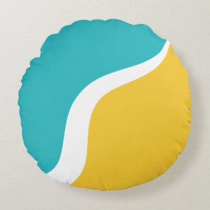 Coussins Ronds Vagues simples 3 - Turquoise et Jaune