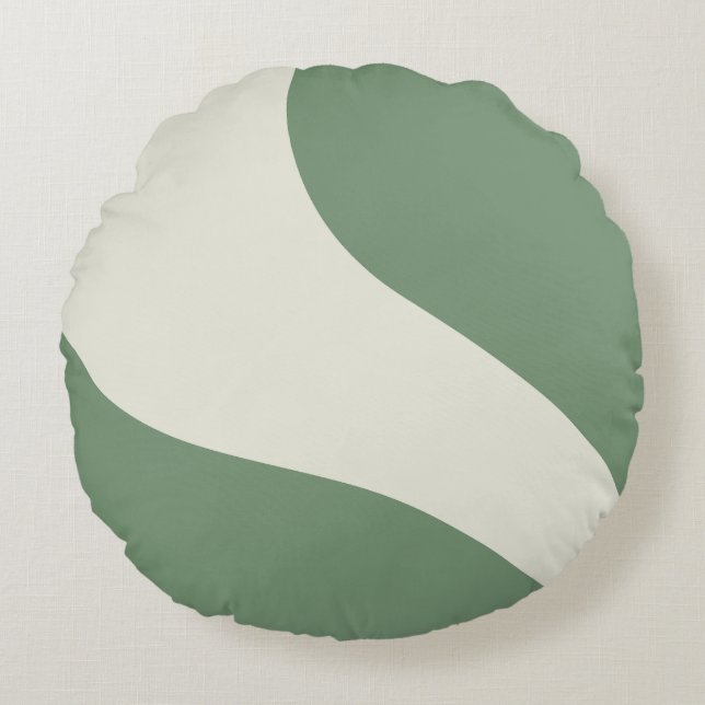 Coussins Ronds Vagues simples en vert (Devant)
