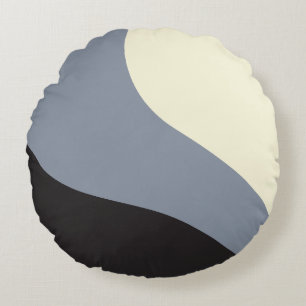 Coussins Ronds Vagues simples - Noir, Gris et Crème