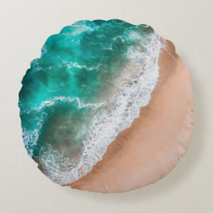 Coussins Ronds Vagues sur la plage de sable