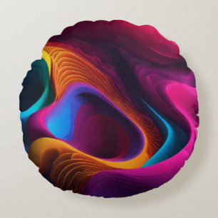 Coussins Ronds Vagues vibrantes de couleur