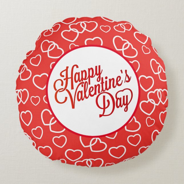 Coussins Ronds Valentine Coeurs Jeu d'oreiller (Devant)