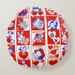 Coussins Ronds Valentine Retro Love Hugs Motif