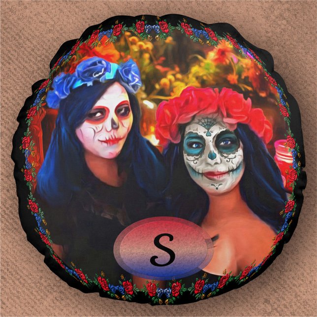 Coussins Ronds Vallarta Catrinas avec fleurs et bougies 1718 (Créateur téléchargé)