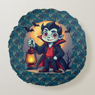 Coussins Ronds Vampire Mignon avec Lanterne Kawaii Halloween