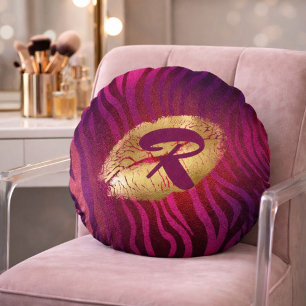Coussins Ronds Vanité chic imprimé zèbre rose