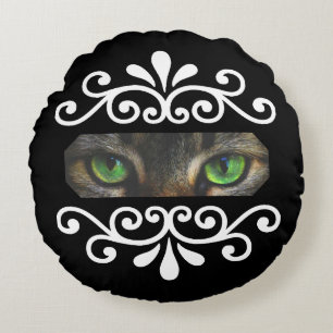 Coussins Ronds Vecteur floral chic yeux de chat photo personnalis