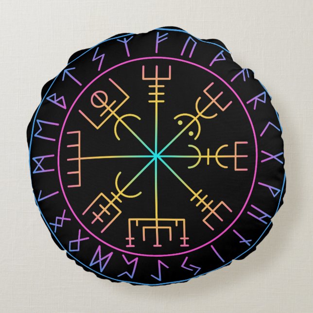 Coussins Ronds Vegvisir Viking Compass Symbol Design (Dos)