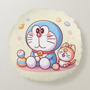 Coussins Ronds Venez Venez Chat Et Doraemon
