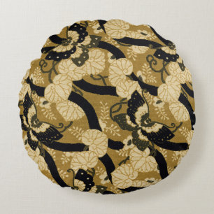 Coussins Ronds Ventilateur motif avec papillon Art décoratif japo