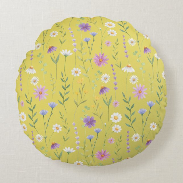 Coussins Ronds Verdure moderne Aquarelle Rustique Botanique flora (Devant)