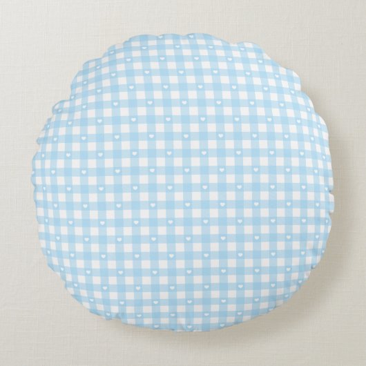 Coussins Ronds Vérifications Bleu Pastel (Devant)
