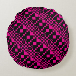 Coussins Ronds Vérifié, Chèques - Magenta et Noir