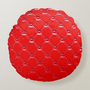 Coussins Ronds Véritable rembourrage en cuir rouge.