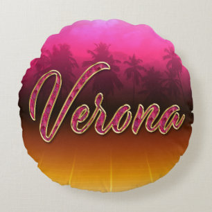 Coussins Ronds Verona prénom nom oreiller rose doré
