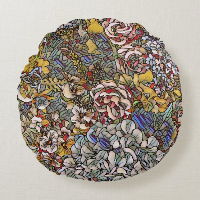 Coussins Ronds Verre verni Botanique Floral (Devant)