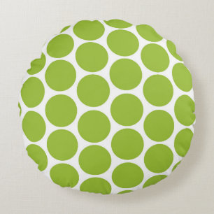 COUSSINS RONDS VERT LIMPIQUE MODERNE, POIS BLANCS
